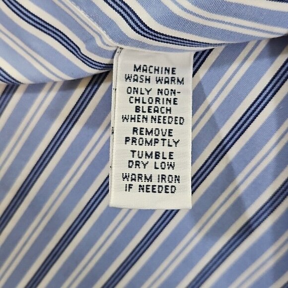 Ralph Lauren Men's Custom Fit Shirt Large Blue White Stripes Old Money Preppy - Picture 15 of 16